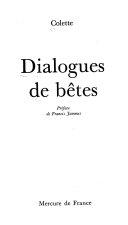 Copertina  Dialogues de bêtes