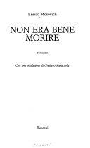 Copertina  Non era bene morire