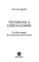 Copertina  Testimone a Gerusalemme