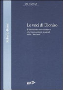 Copertina  Le voci di Dioniso