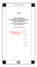 Copertina  Vita non romanzata di Dino Campana